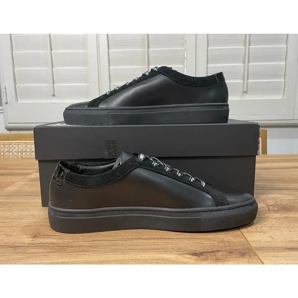 The Kooples Men's Leather Sneaker w/ Vinyl Black Size 7/7.5 US 40 EU NIB Low Top